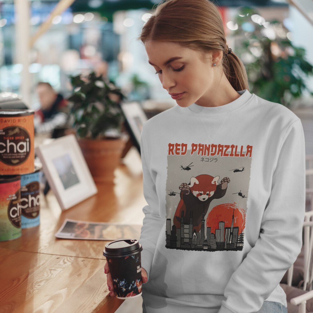Unisex Heavy Blend Crewneck Sweatshirt Red Pandazilla, Panda Lover Tee, Funny Red Panda Shirt, Vintage Pandazilla