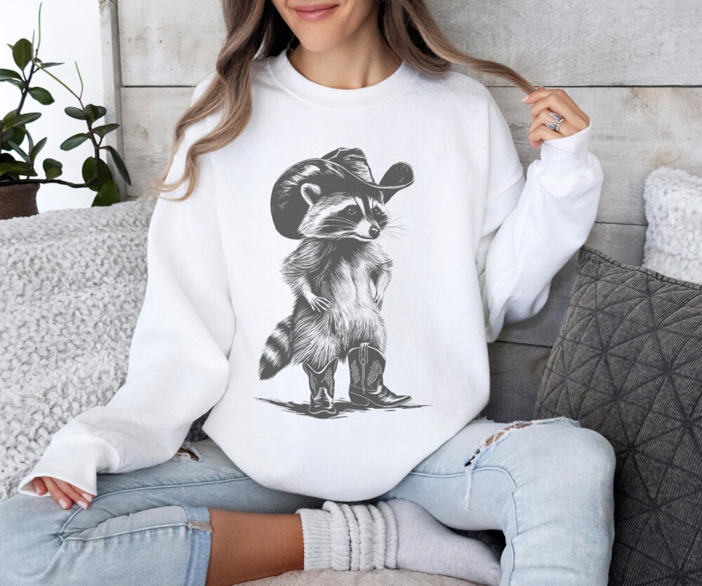Western Raccoon Sweatshirt, Vintage Cowboy Racoon Shirt, Cute Country Raccoon Sweater