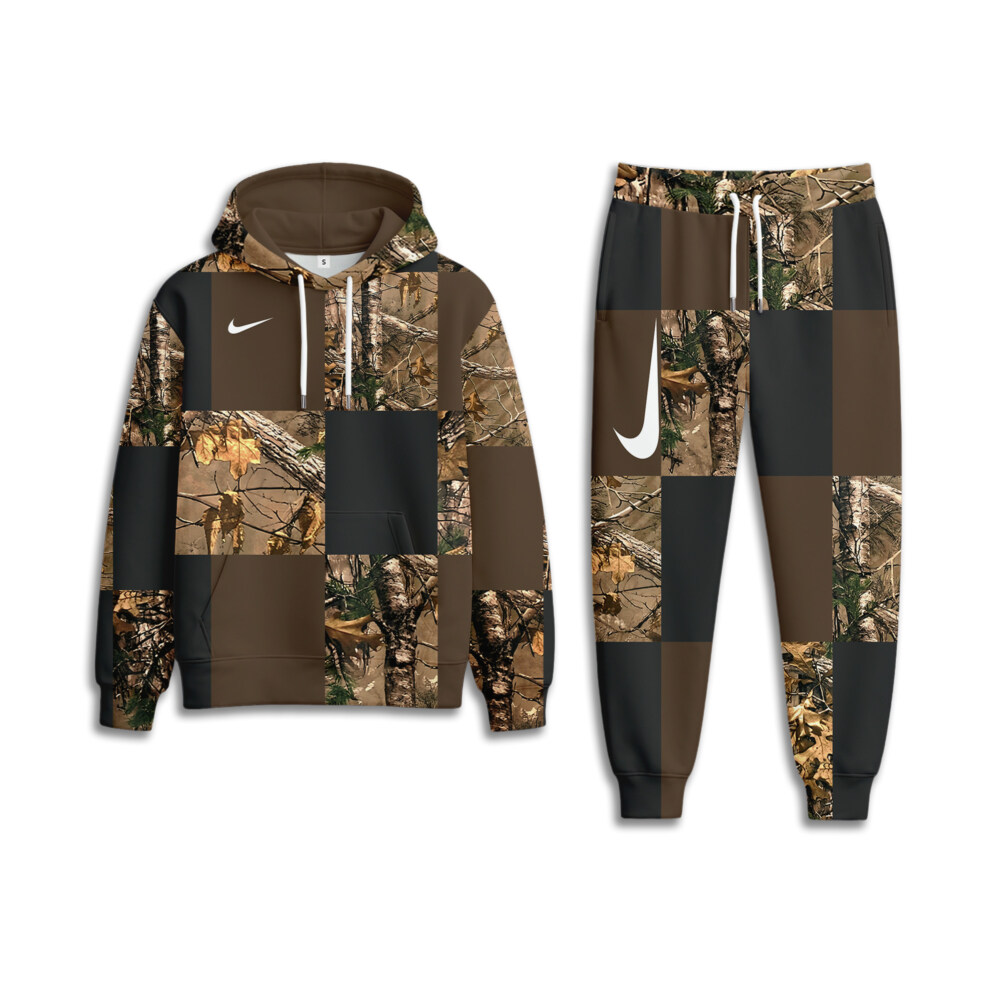 Nike Camo Brown Patch - Hoodie & Joggers Set