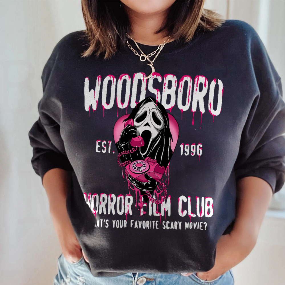 Woodsboro Horror Film Club Sweatshirt, Scream Sweatshirt, Movie Sweatshirt, Scary Movie Sweater, Horror Movie Shirt, 90s Horror