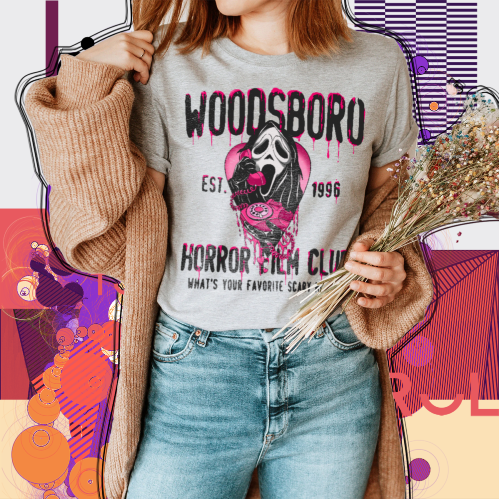 Woodsboro Horror Film Club Sweatshirt, Scream Sweatshirt, Movie Sweatshirt, Scary Movie Sweater, Horror Movie Shirt, 90s Horror