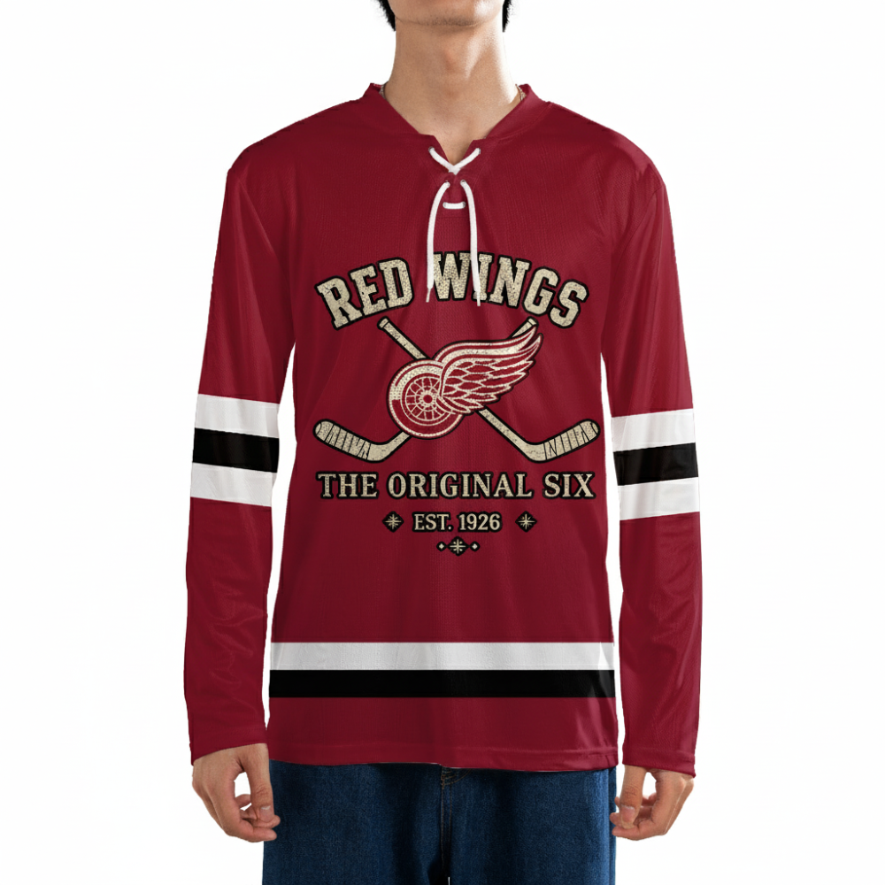 DETROIT RED WINGS – The Original Six  Neck Hockey Jersey - Custom Name
