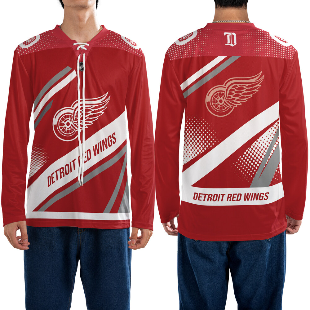 DETROIT RED WINGS – Dynamic Stripes Neck Hockey Jersey 