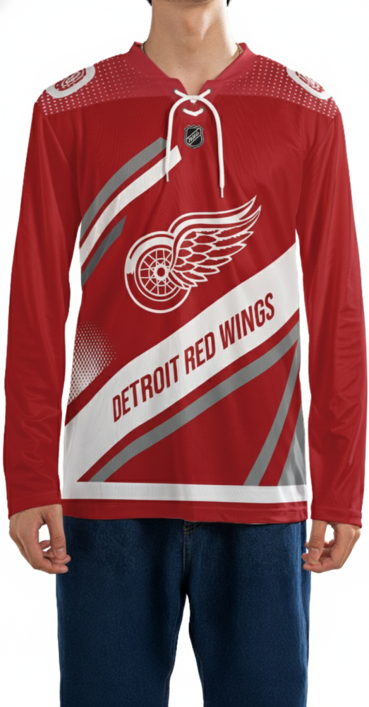 DETROIT RED WINGS – Dynamic Stripes Neck Hockey Jersey 