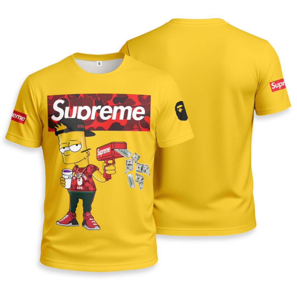 Bart Simpson x SUPREME x Bape Unisex T-shirt - Regular Fit