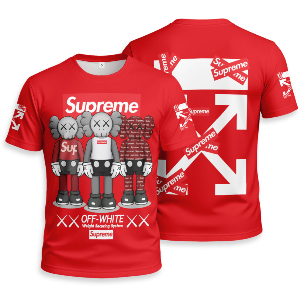 OFF WHITE x SUPREME x Kaws Unisex T-shirt - Regular Fit