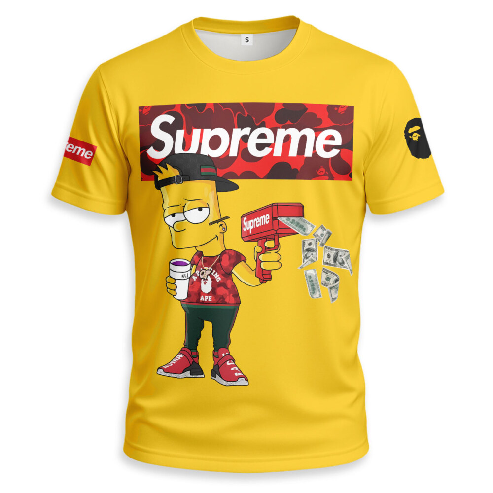 Bart Simpson x SUPREME x Bape Unisex T-shirt - Regular Fit
