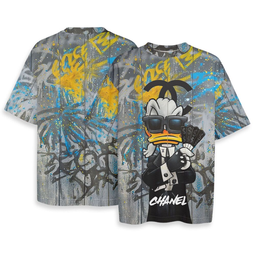 Chanel, Donald Duck - Boxy Drop-Shoulder Tee - Streetwear Style