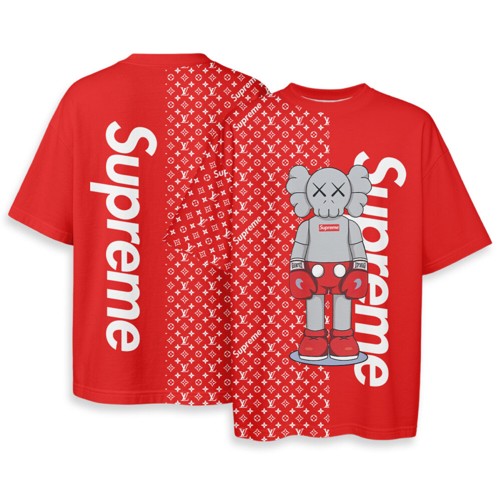 LOUIS VUITTON, SUPREME, Kaws - Boxy Drop-Shoulder Tee - Streetwear Style