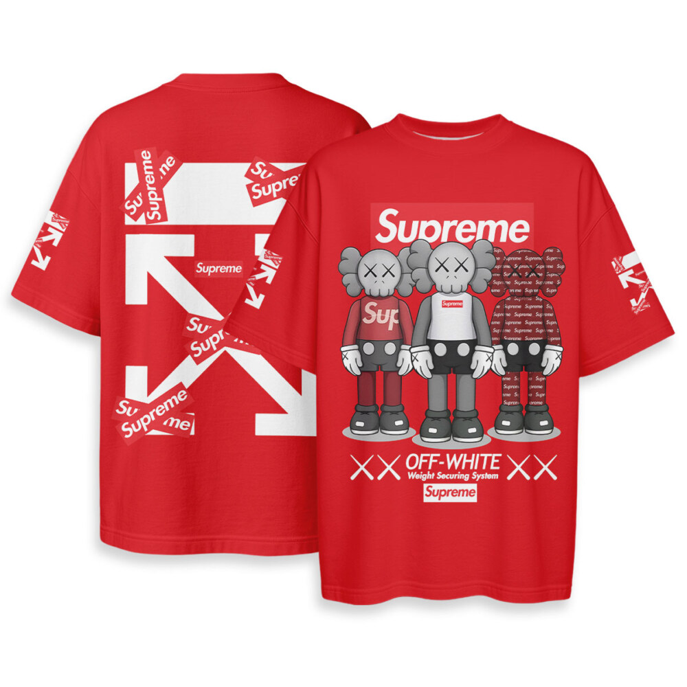 OFF WHITE x Supreme x Kaws - Boxy Drop-Shoulder Tee - Streetwear Fashion