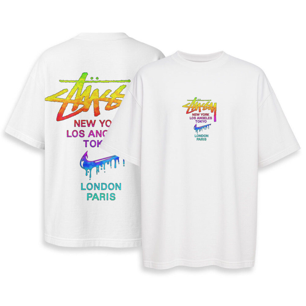 STUSSY, NIKE - Boxy Drop-Shoulder Tee - Streetwear Fashion