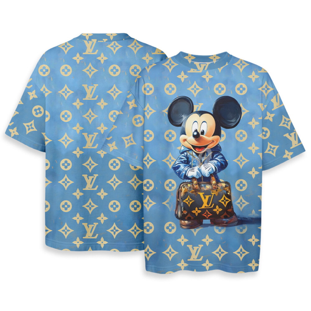 LOUIS VUITTON, Mickey Mouse - Boxy Drop-Shoulder Tee - Streetwear Style