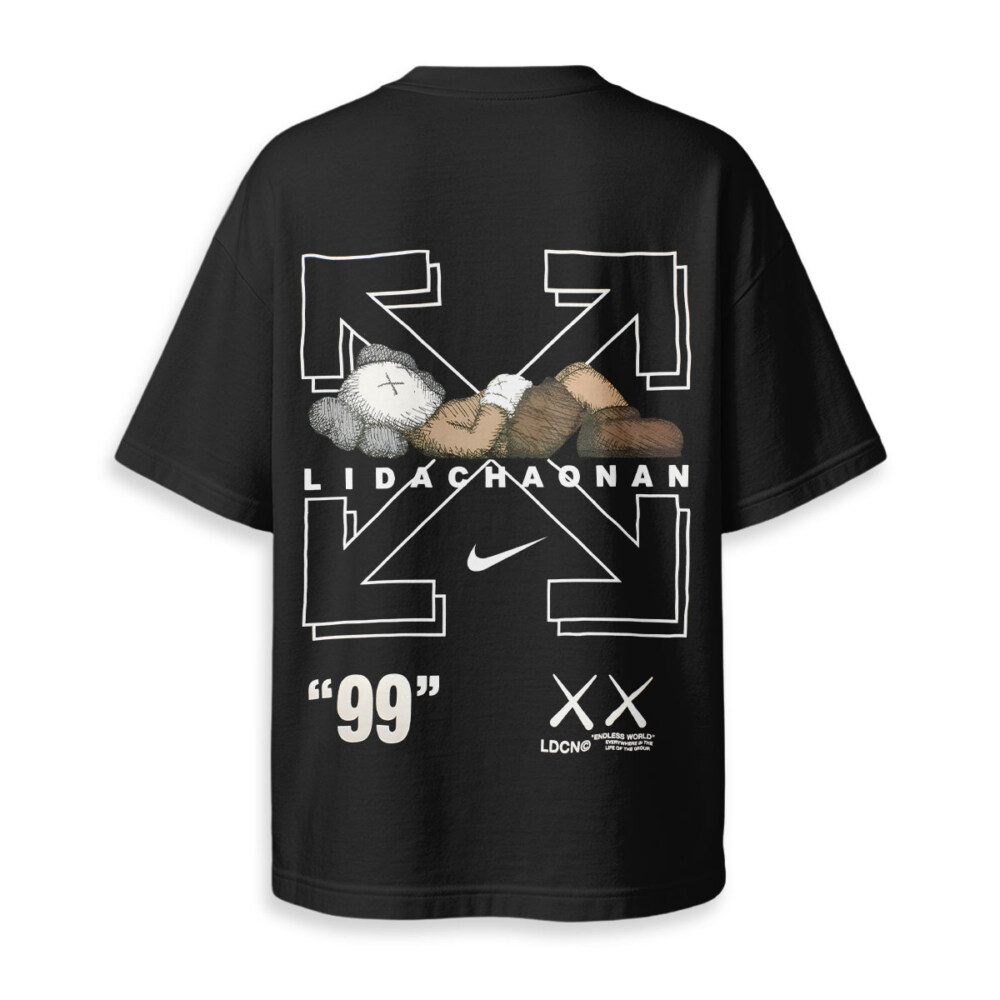 Kaws, OFF WHITE, NIKE - Boxy Drop-Shoulder Tee - Streetwear Fashion