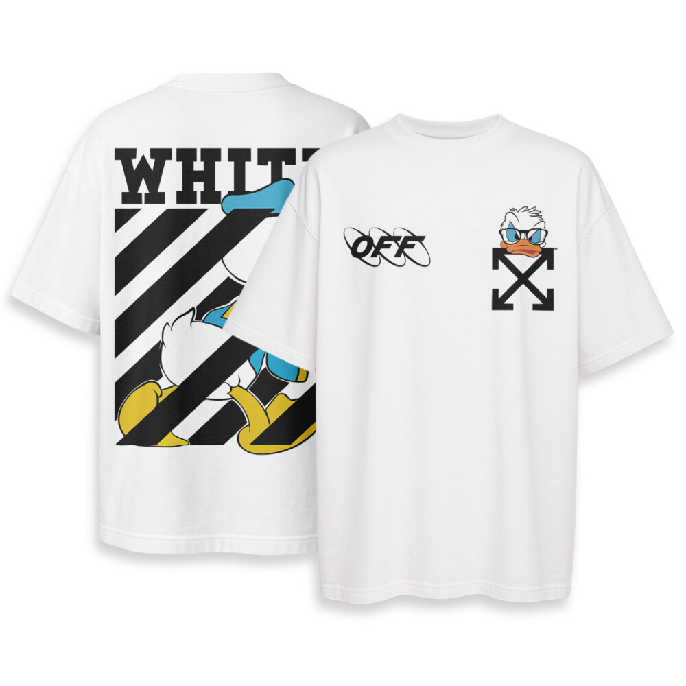 OFF WHITE, Donald Duck - Boxy Drop-Shoulder Tee - Streetwear Fashion