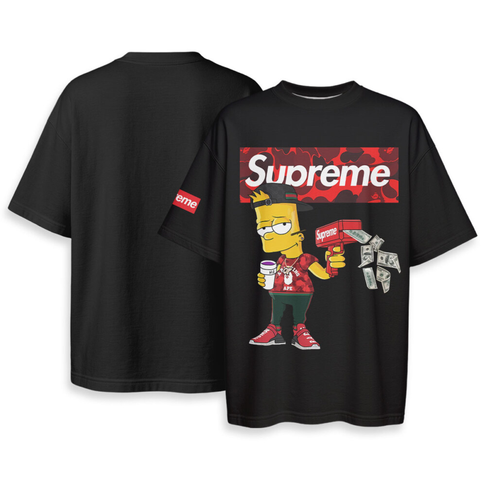 Bart Simpson x Supreme x Bape - Boxy Drop-Shoulder Tee - Streetwear Fashion