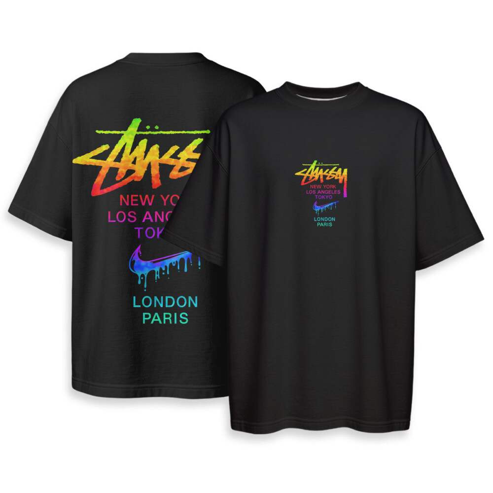 STUSSY, NIKE - Boxy Drop-Shoulder Tee - Streetwear Fashion