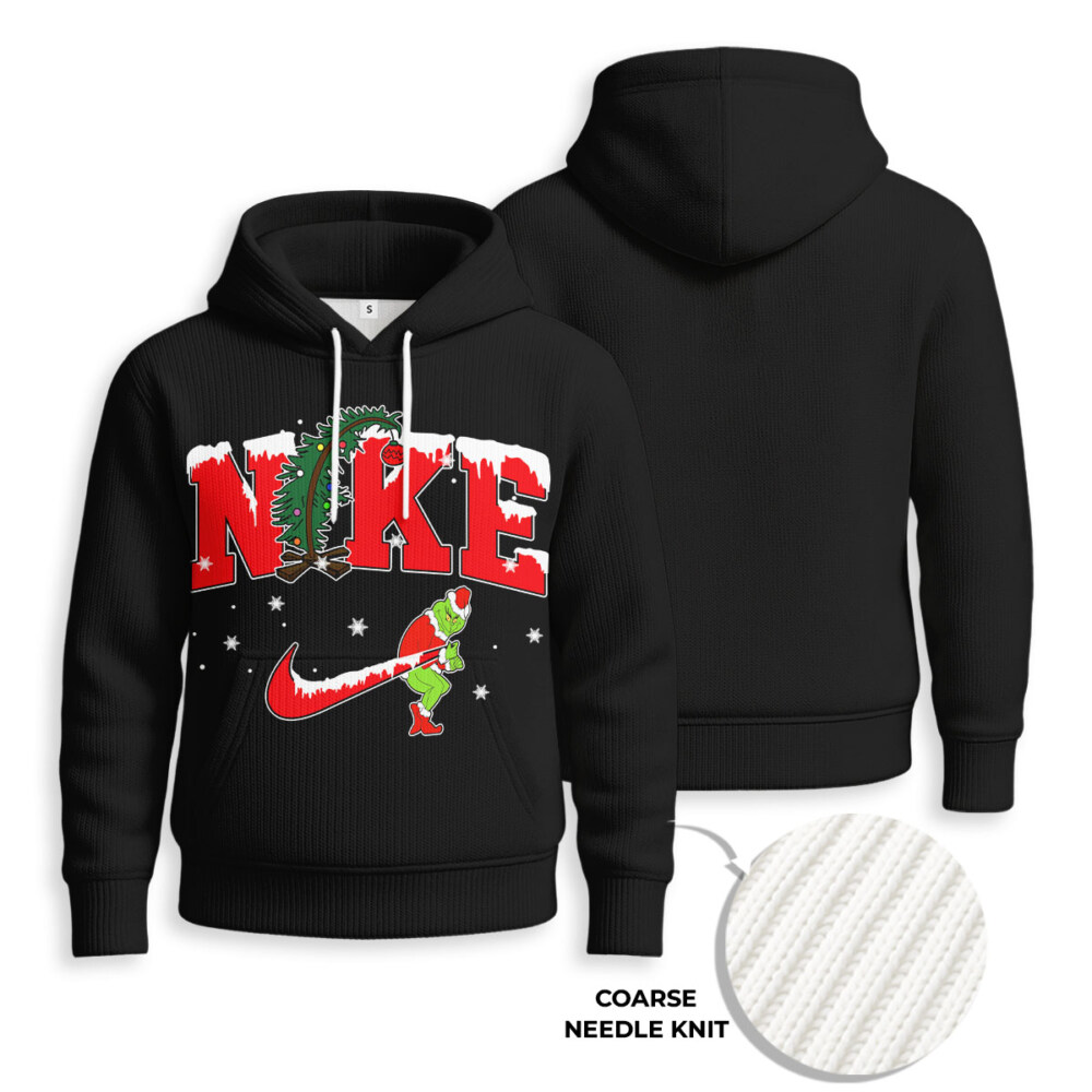NIKE, Grinch Christmas - Knitted Unisex Hoodie