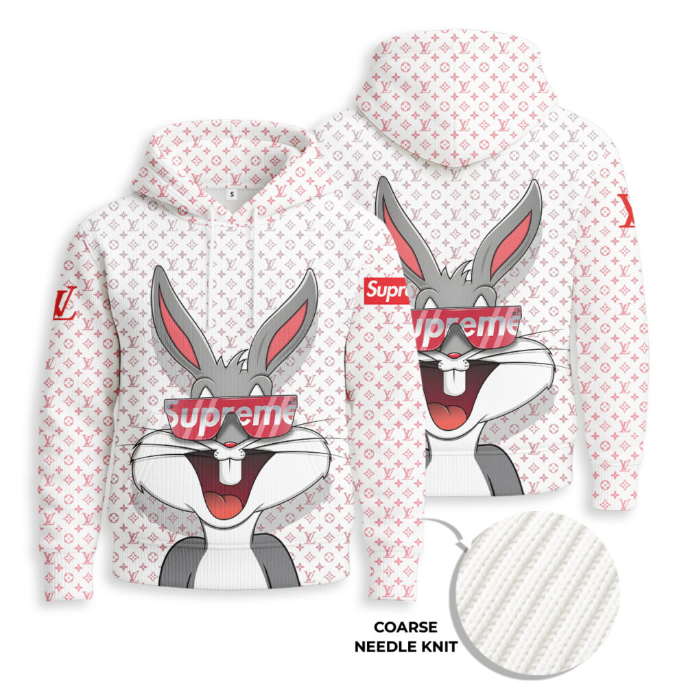Bunny Rabbit, SUPREME, LOUIS VUITTON - Knitted Unisex Hoodie