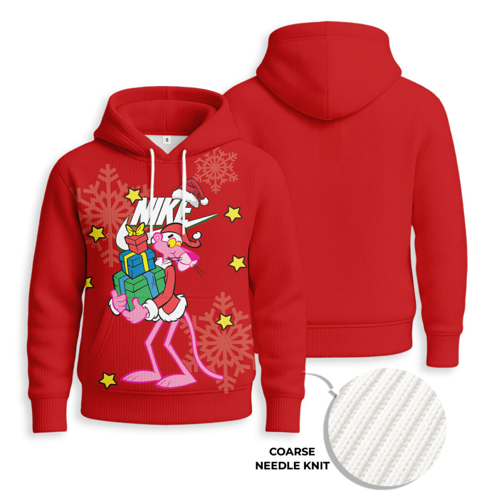 NIKE, Pink Panther Christmas - Knitted Unisex Hoodie