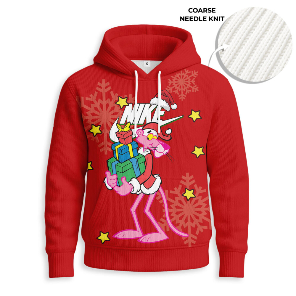 NIKE, Pink Panther Christmas - Knitted Unisex Hoodie
