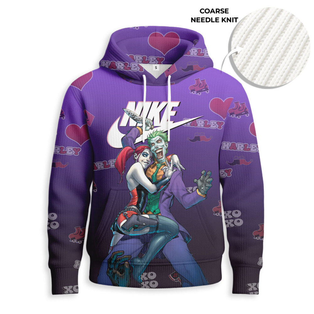 NIKE, Joker and Harley Quinn - Knitted Unisex Hoodie