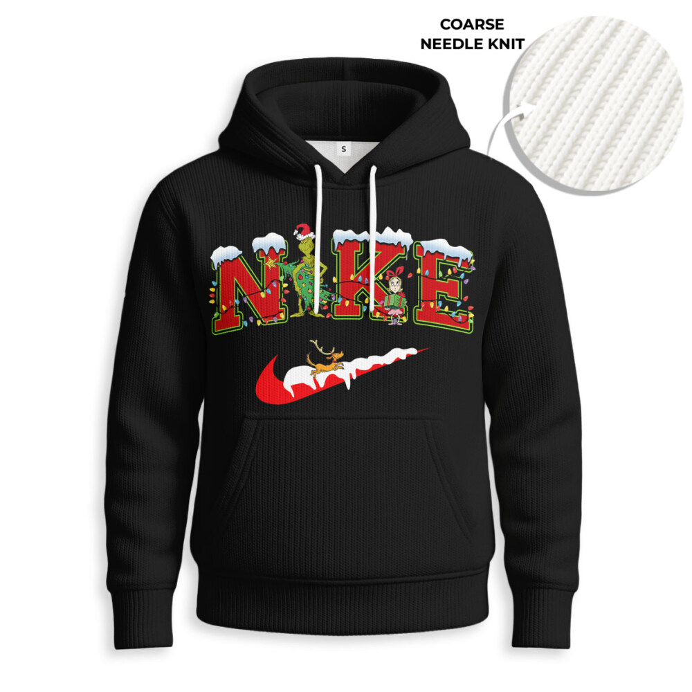 NIKE, Grinch Christmas - Knitted Unisex Hoodie