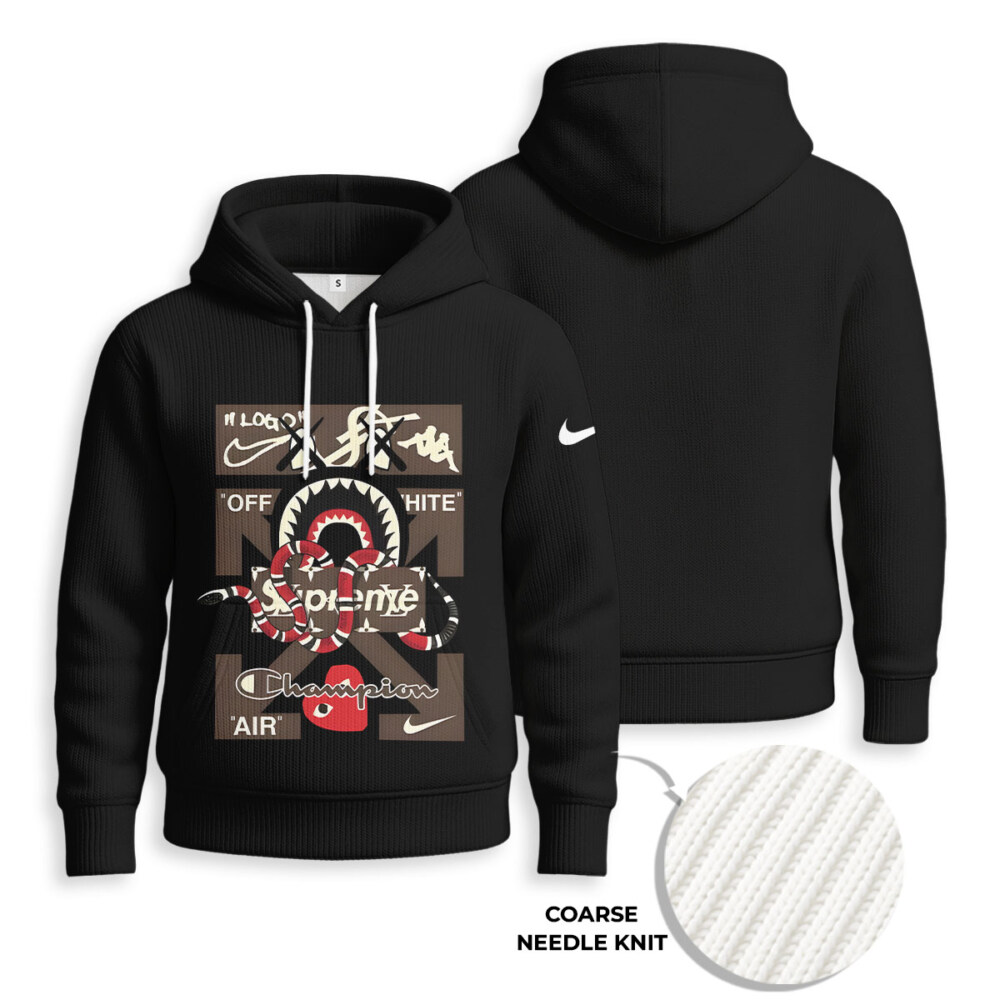 Nike, Off-White, Bape, Supreme, Champion, Comme des Garçons - Knitted Unisex Hoodie
