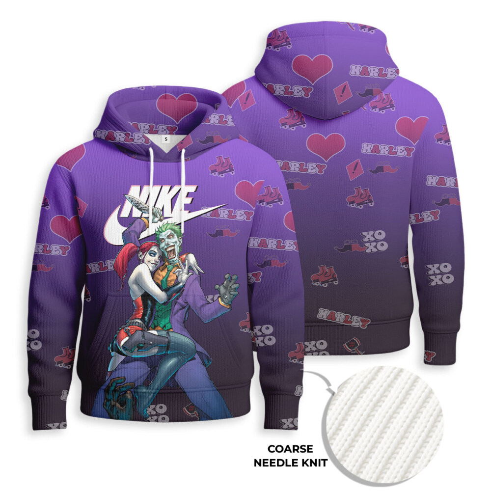 NIKE, Joker and Harley Quinn - Knitted Unisex Hoodie