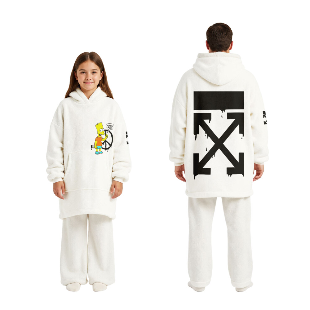 Bart Simpson, OFF WHITE - Oodie Blanket Hoodie