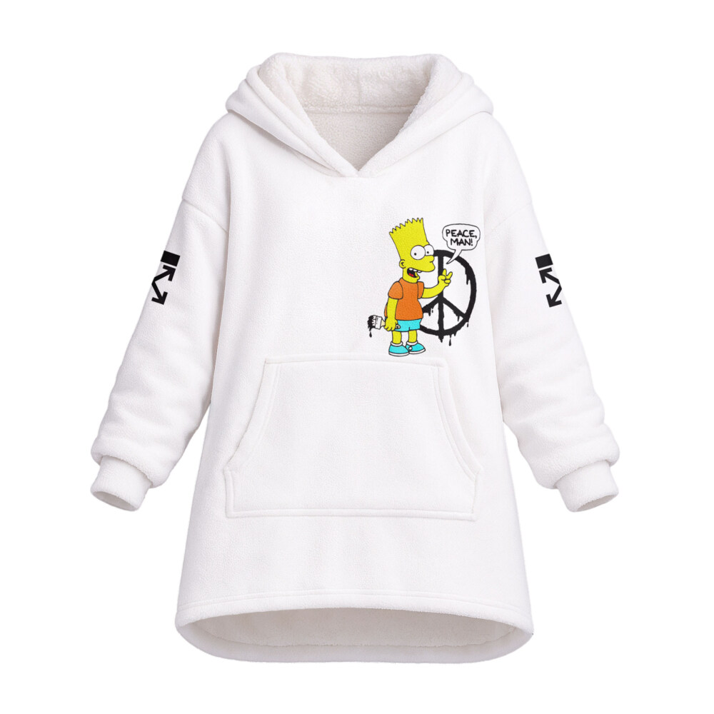 Bart Simpson, OFF WHITE - Oodie Blanket Hoodie