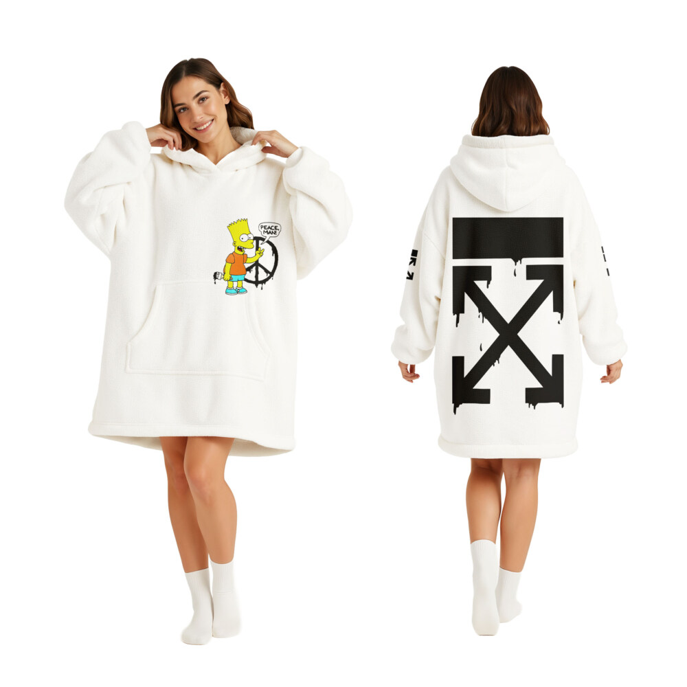 Bart Simpson, OFF WHITE - Oodie Blanket Hoodie