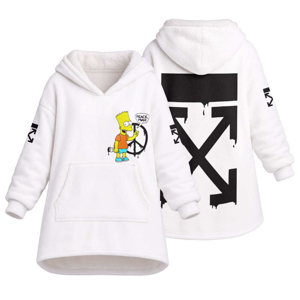 Bart Simpson, OFF WHITE - Oodie Blanket Hoodie