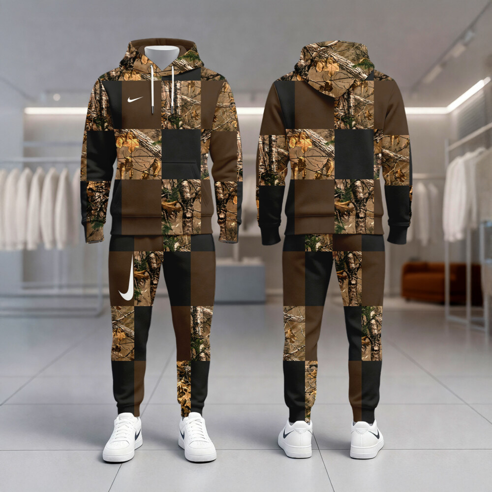 Nike Camo Brown Patch - Hoodie & Joggers Set