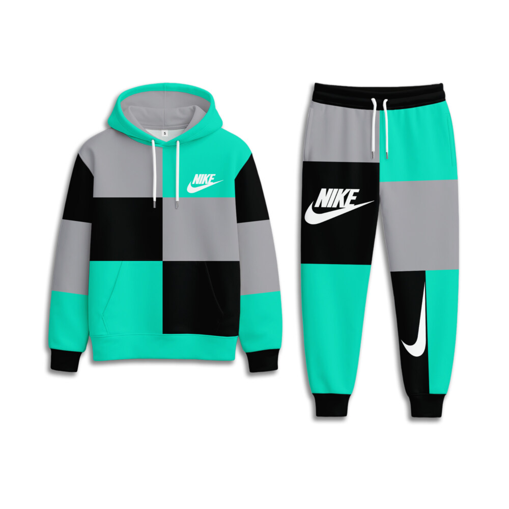 Nike Teal & Grey Colorblock - Unisex Hoodie Joggers Set
