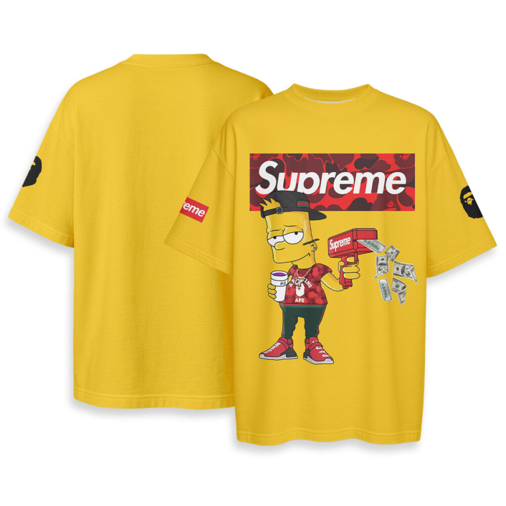 Bart Simpson, Supreme, Bape - Oversized Boxy Tee