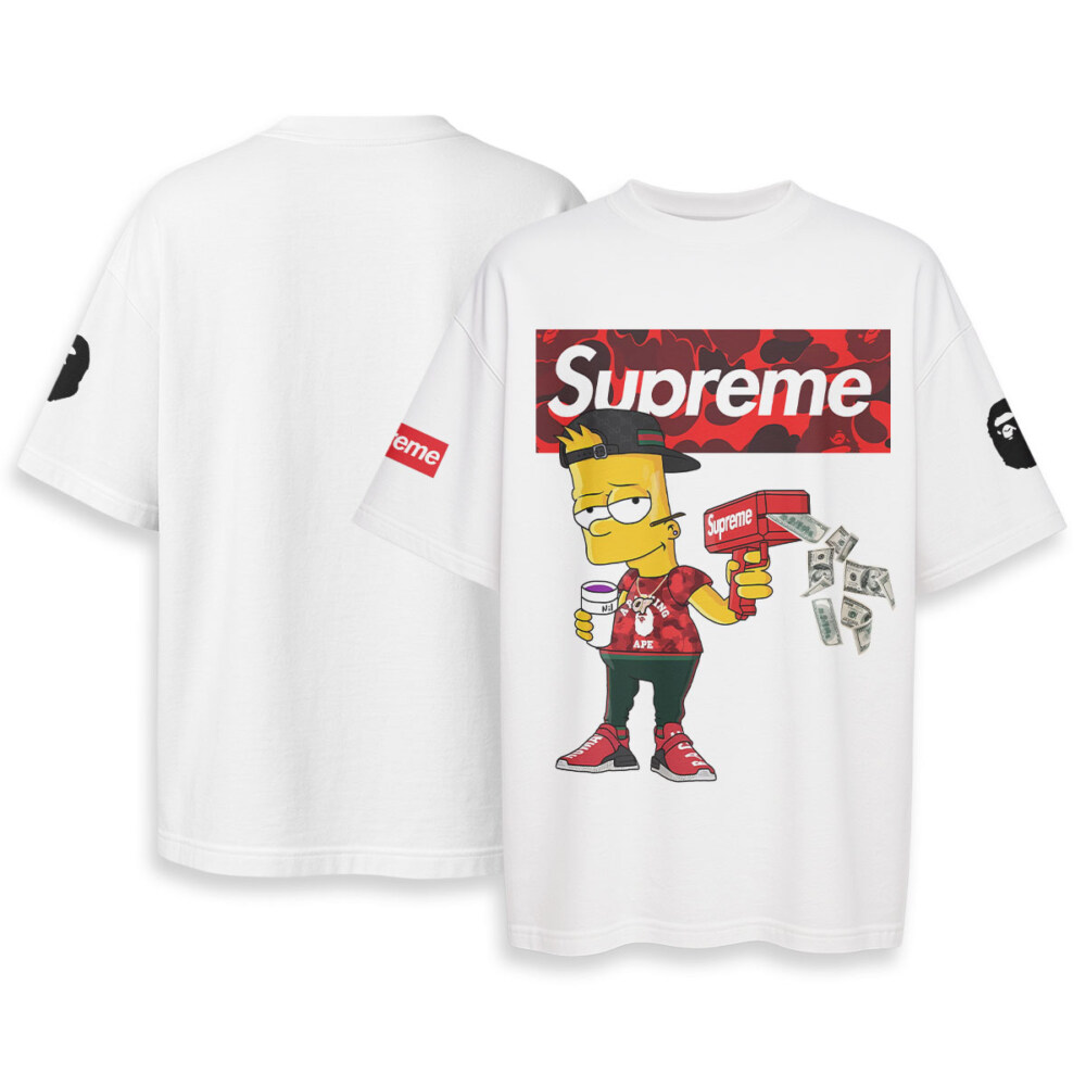 Bart Simpson, Supreme, Bape - Oversized Boxy Tee