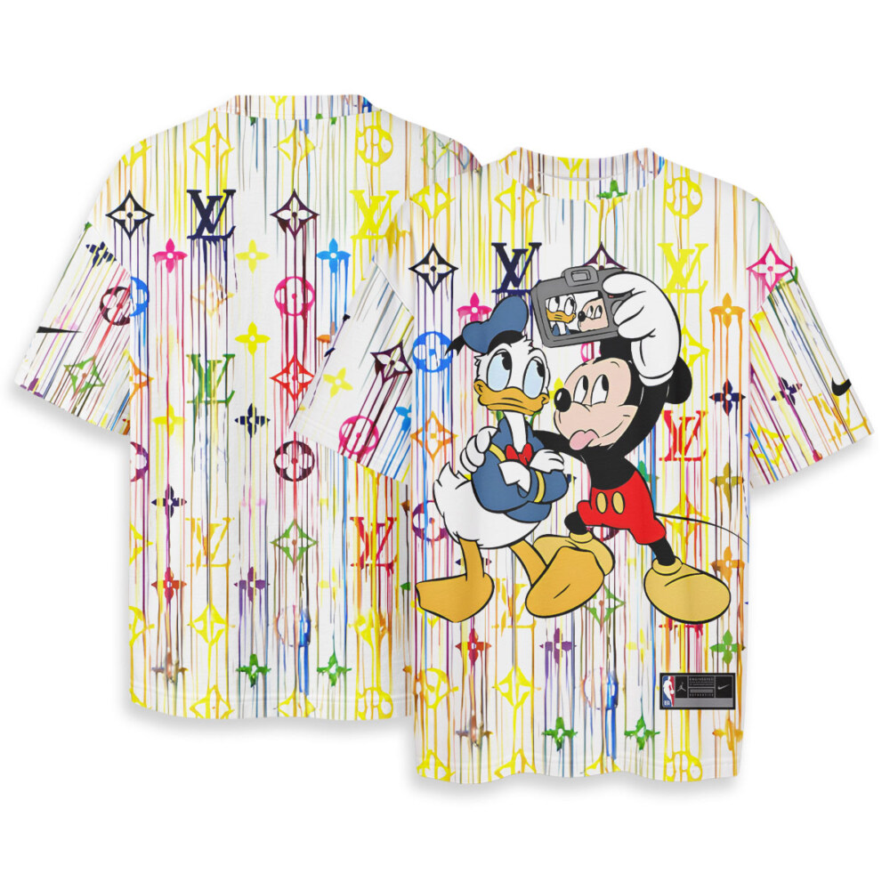 Mickey Mouse, Donald Duck, L.Vuitton - Oversized Boxy Tee