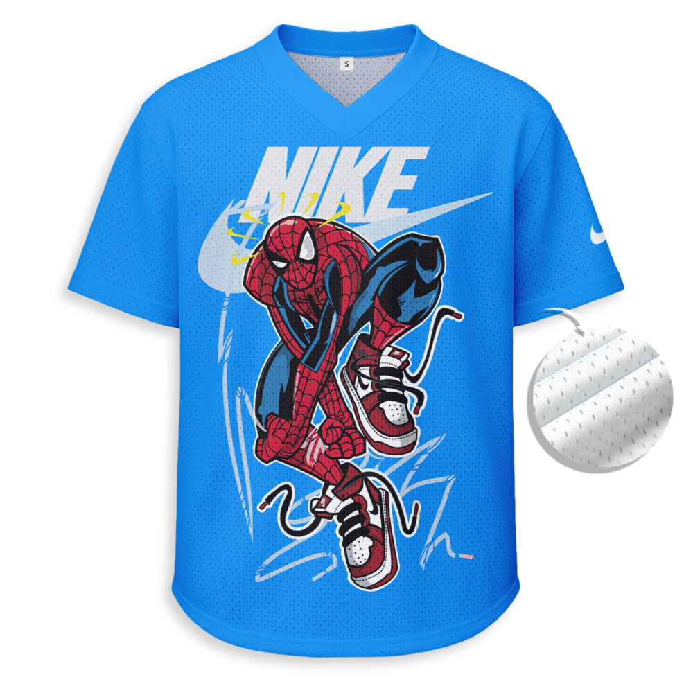 Spider Man, NIKE - Unisex V-Neck Mesh Tee - Relaxed Fit