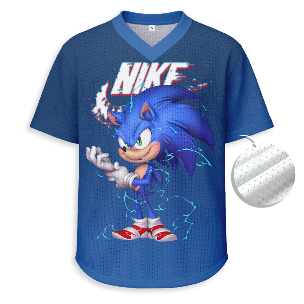 Nike x Sonic - Unisex V-Neck Mesh Tee - Relaxed Fit