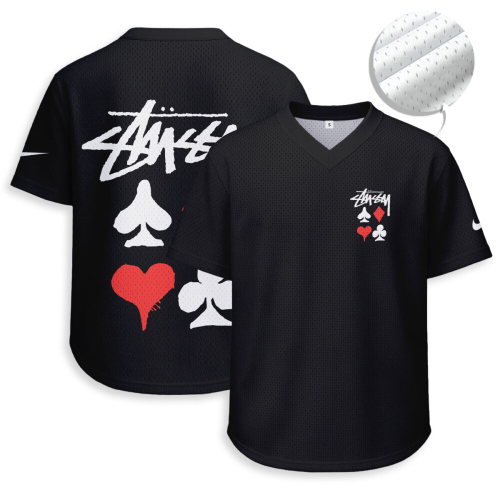 Stussy - Unisex V-Neck Mesh Tee - Relaxed Fit