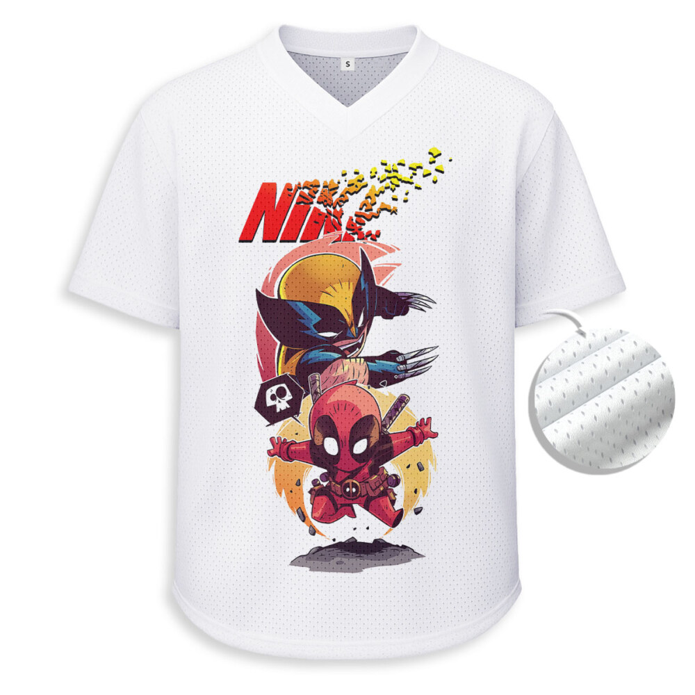 NIKE, Deadpool and Wolverine - Unisex V-Neck Mesh Tee - Relaxed Fit
