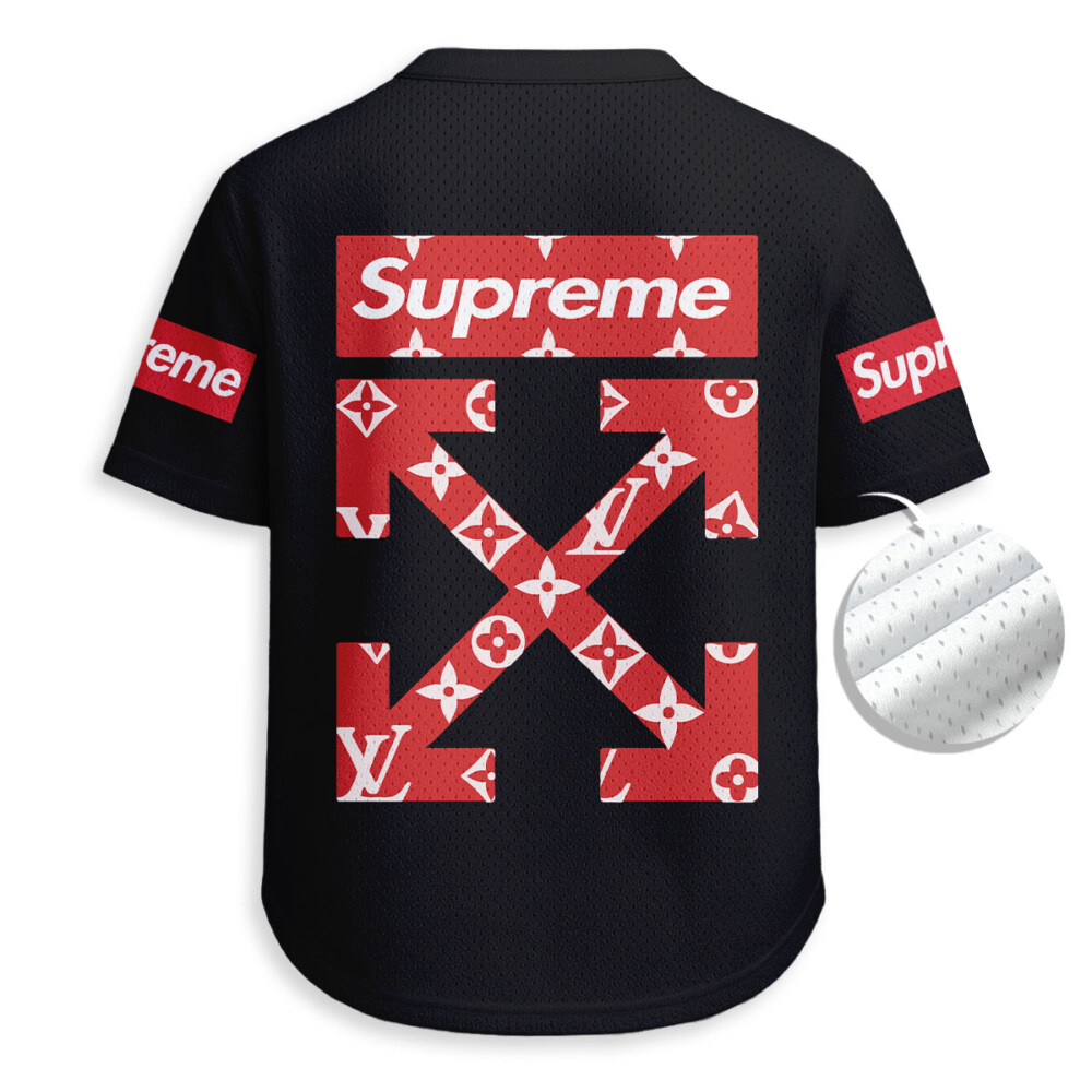 Off White x Supreme x Kaws - Unisex V-Neck Mesh Tee - Relaxed Fit