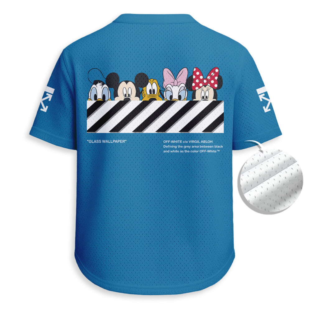 Off White x Disney - Unisex V-Neck Mesh Tee - Relaxed Fit