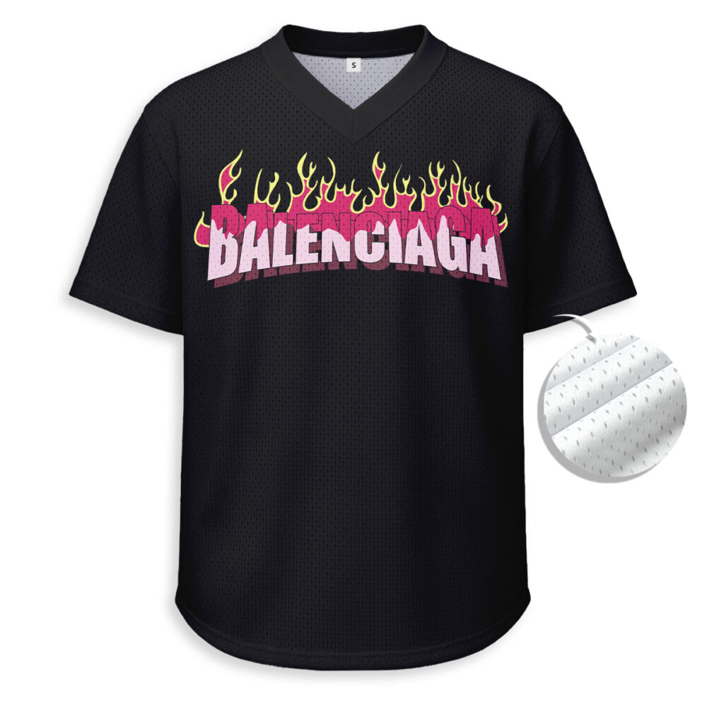 BALENCIAGA - Unisex V-Neck Mesh Tee - Relaxed Fit