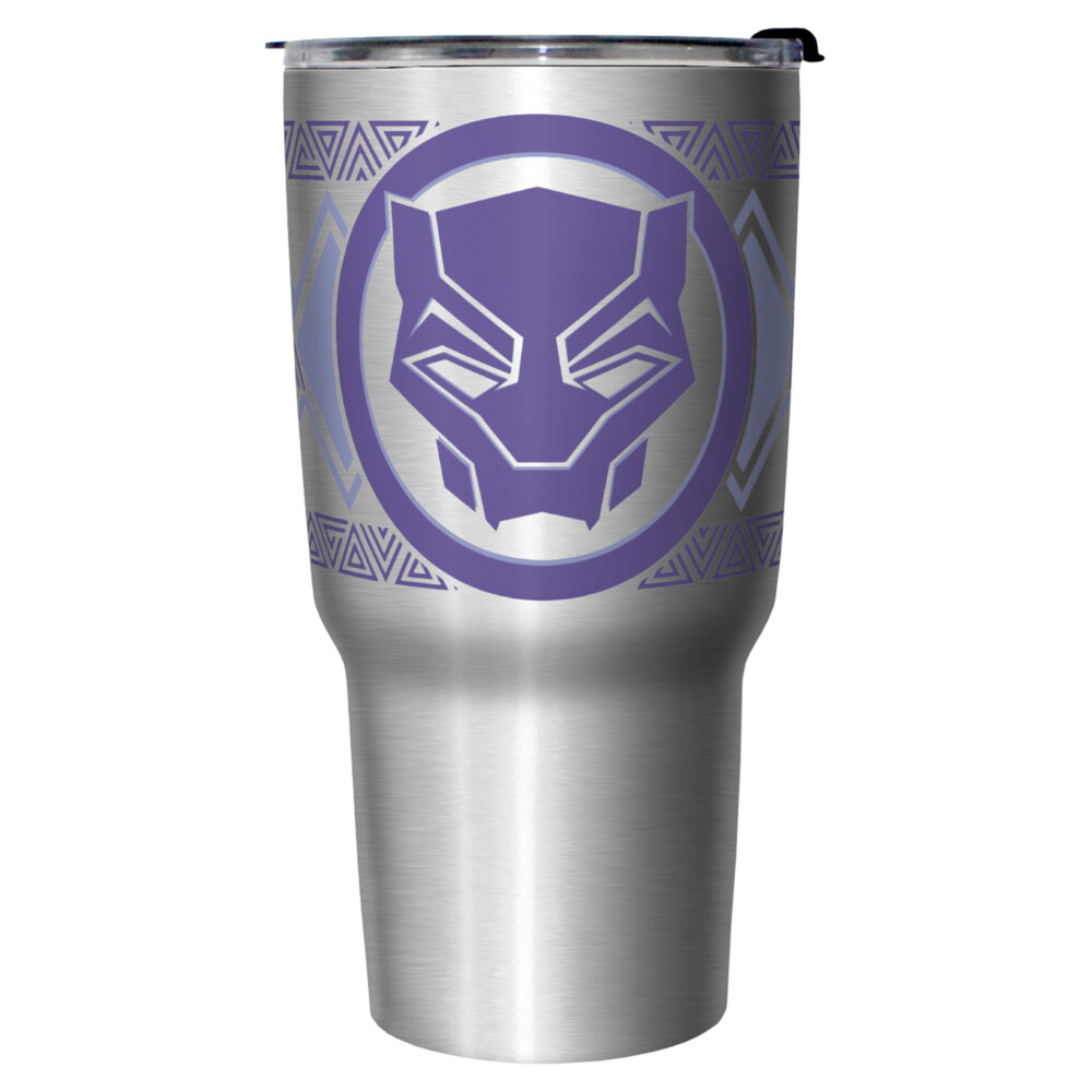 Marvel: Black Panther: Wakanda Forever Purple Logo  Adult Stainless Steel Tumbler w/Lid