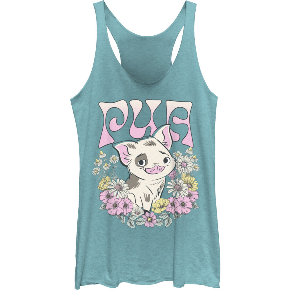 Junior's Pua Floral Wreath Racerback Tank Top