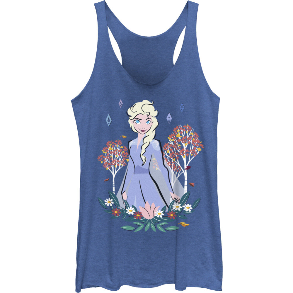 Junior's Elsa Flowers Racerback Tank Top