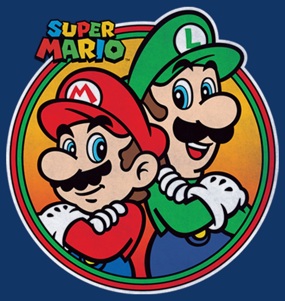 Men's Nintendo Mario Luigi Back to Back  Adult Pull Over Hoodie