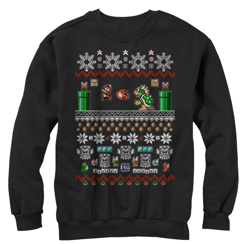Men's Nintendo Ugly Christmas Mario and Bowser  Adult Sweatshirt