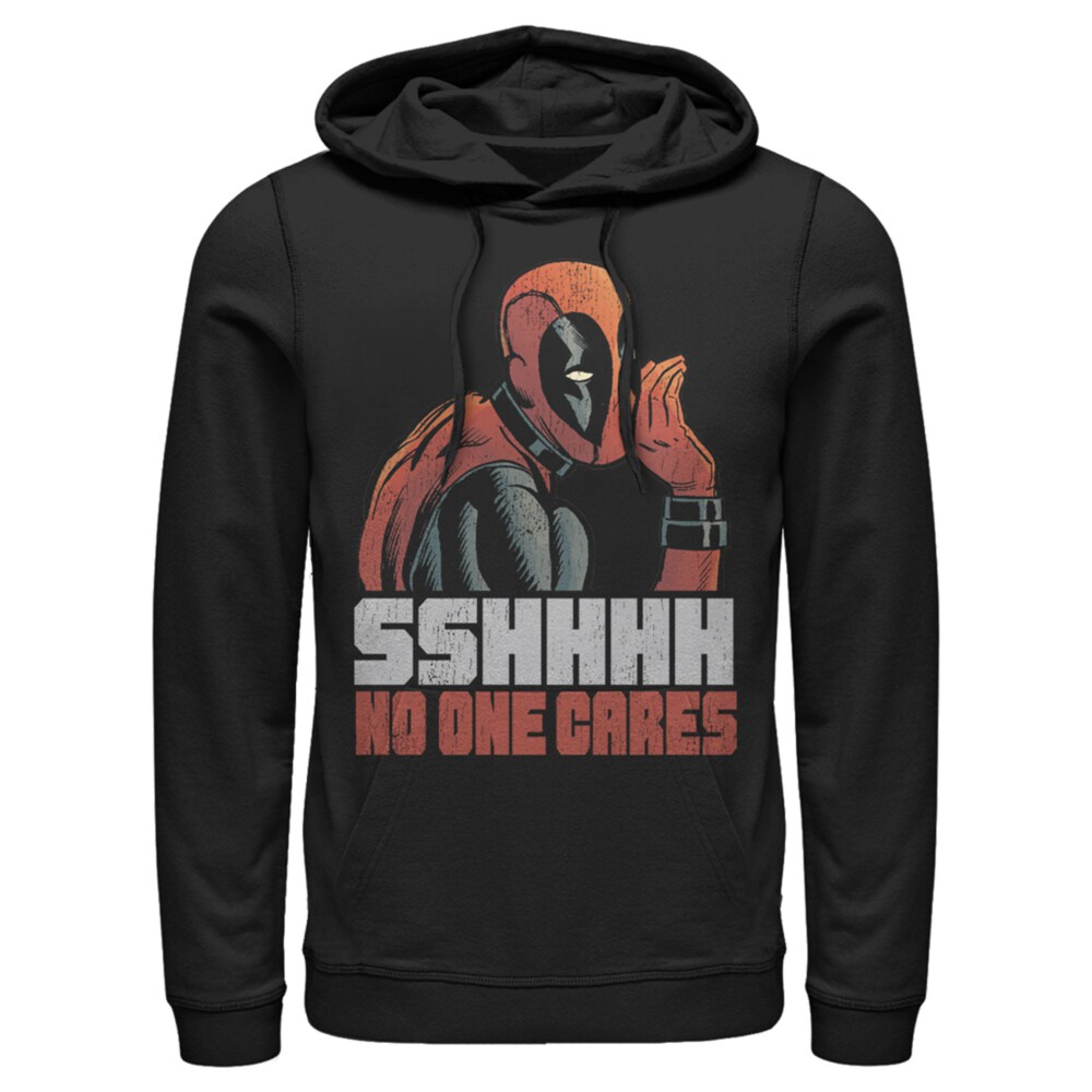 Men's Marvel Deadpool No One Cares  Adult Pull Over Hoodie